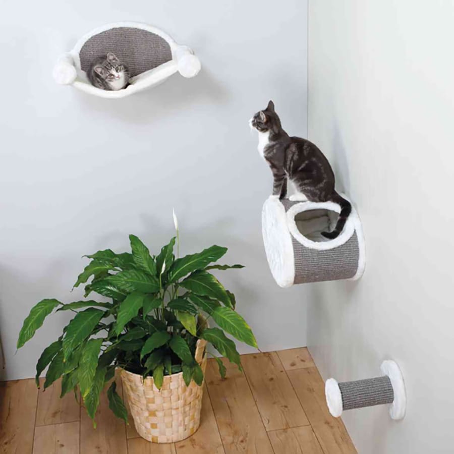 Trixie - Wall-Mounted Plush Cat Hammock - Grey - product gallery photograph 3