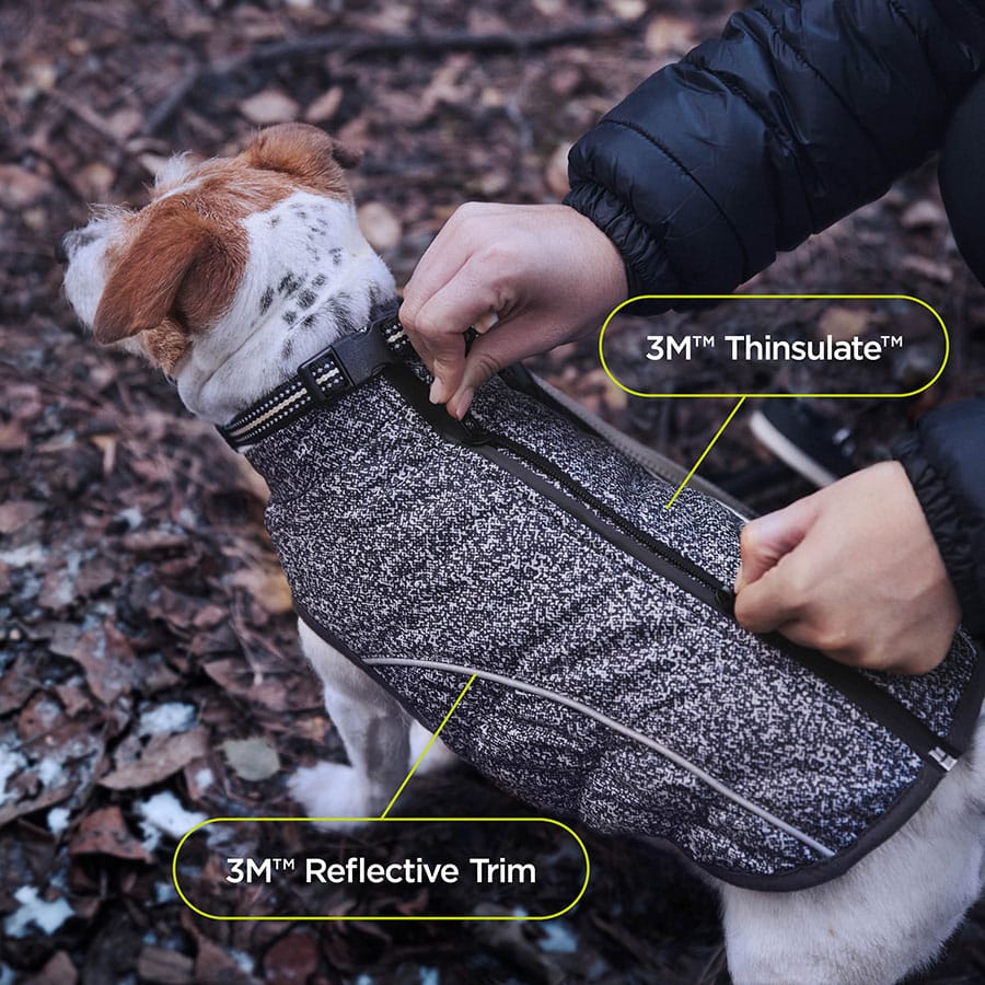 3 Peaks Insulated Bomber Dog Coat - Black Marl - additional product photo 5