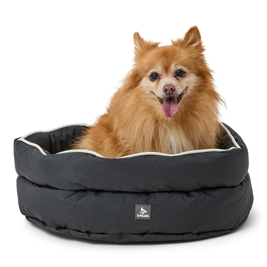 3 Peaks - Packable Round Travel Dog Bed - Black - product gallery photograph 1