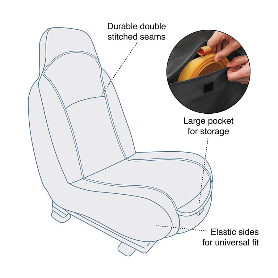 Kurgo - Protective Car Bucket Seat Cover - Black - product gallery photograph 2