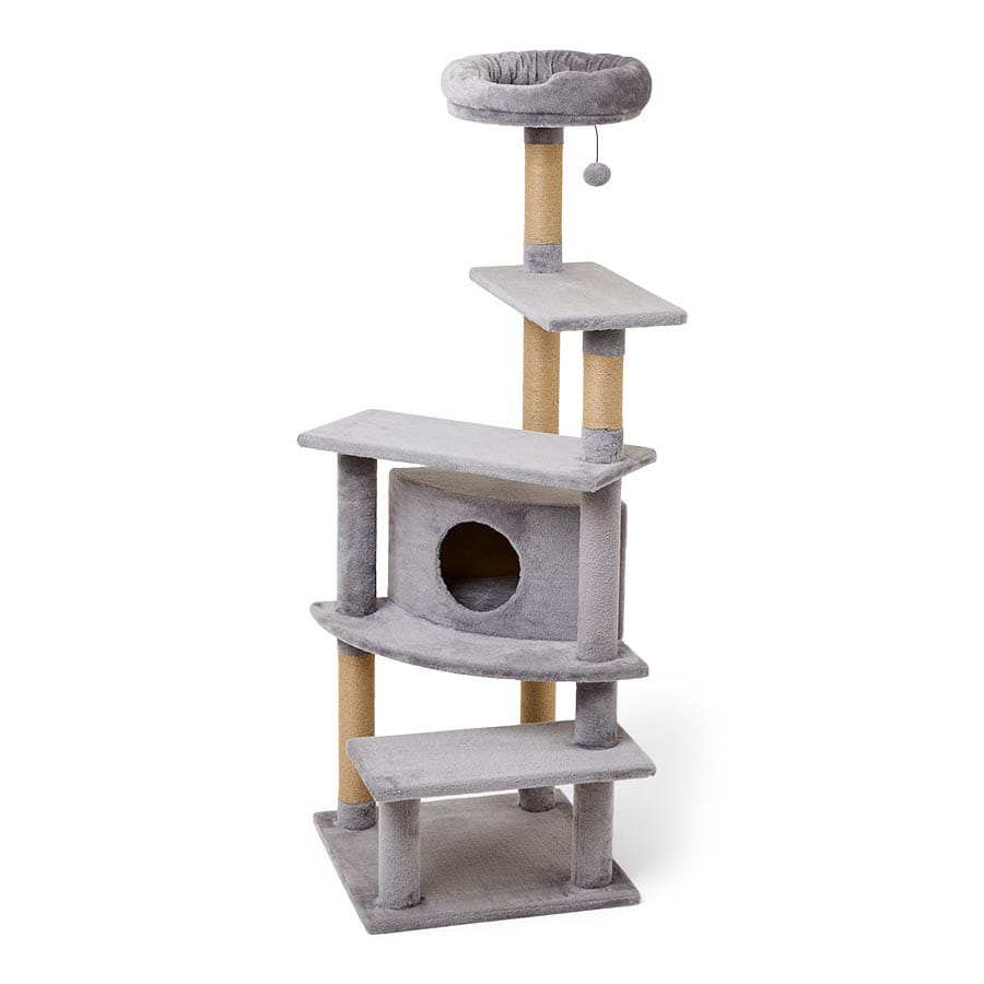 Pets at Home - Climb and Hide Multi-Level Cat Tower - Grey - product gallery photograph 1