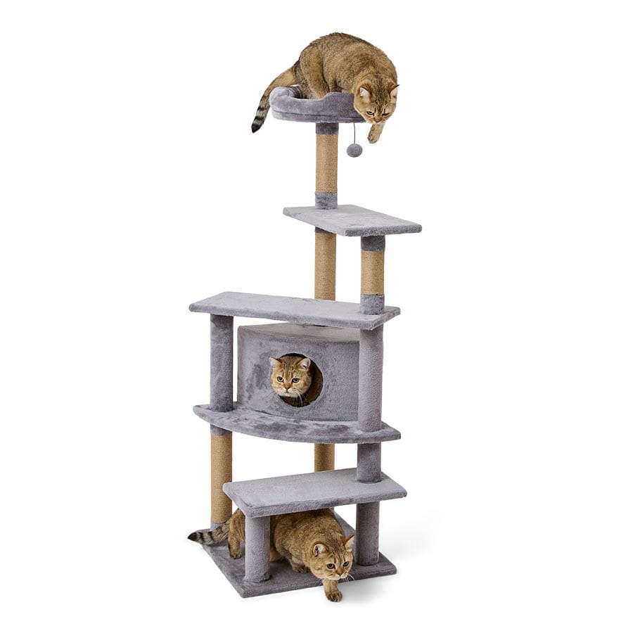 Pets at Home - Climb and Hide Multi-Level Cat Tower - Grey - product gallery photograph 5